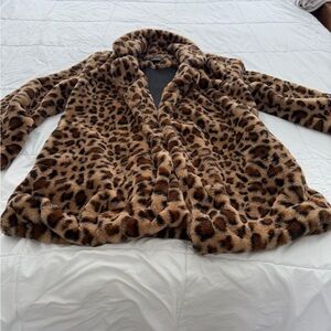 Love Tree Brown Leopard Teddy Jacket Medium
